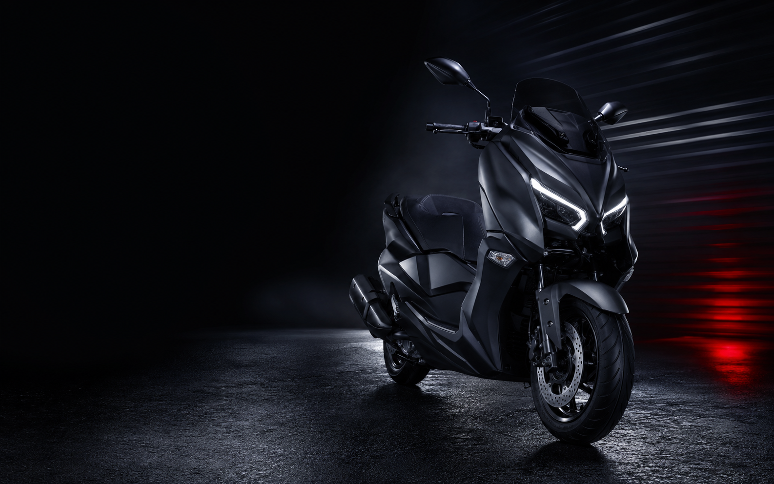 Premium black motorbike available from Siteway Services